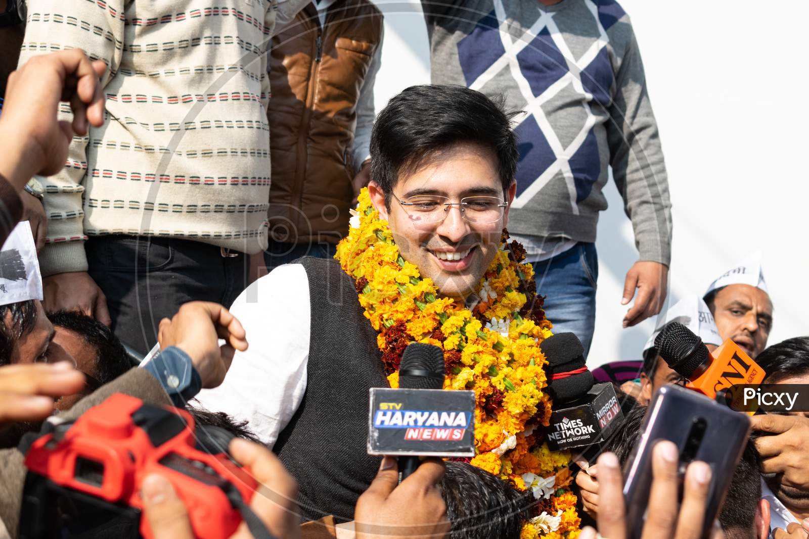 Raghav Chadha, Aam Aadmi Party AAP MLA, 7th Legislative Assembly, Delhi, Celebrating after victory in Delhi Assembly Election 2020