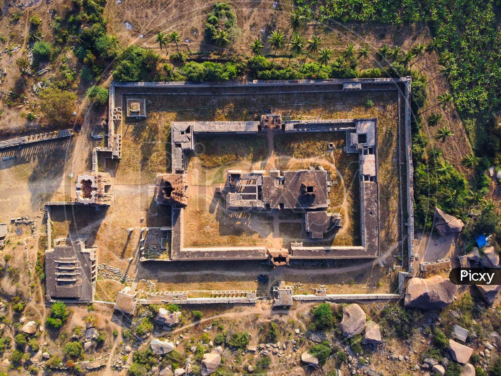Aerial View Of Achutharaya Temple In Hampi From Matanga Hill