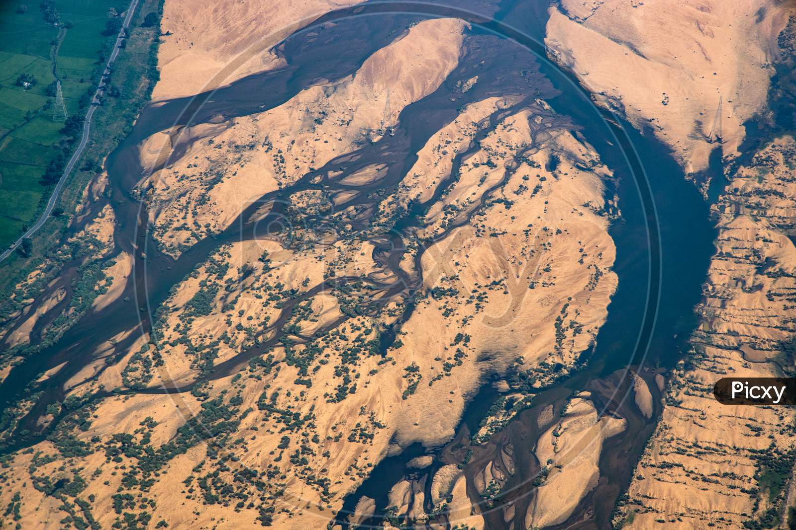 Kaveri River Channel  From Flight Window