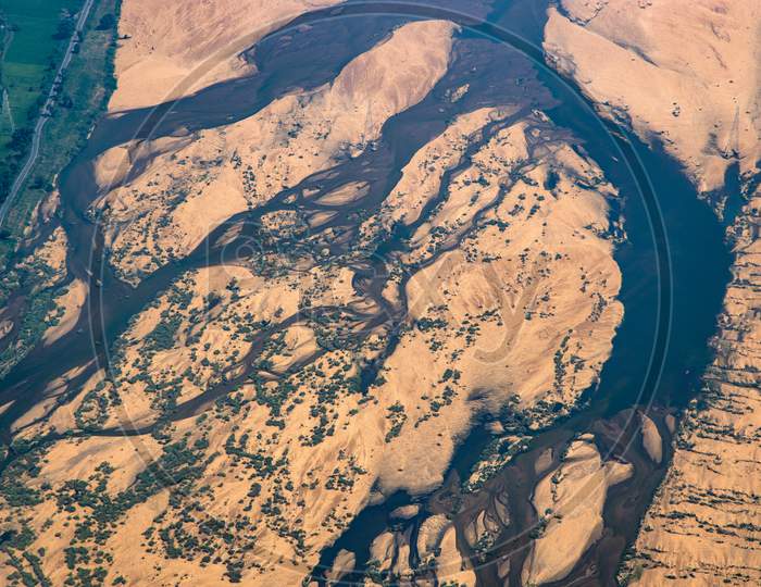 Kaveri River Channel  From Flight Window
