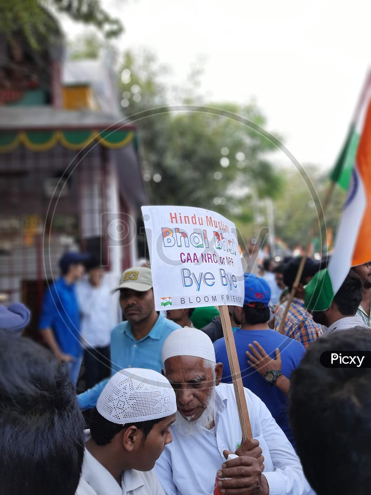 A Muslim Holding Anti CAA or NRC Placard During Protest