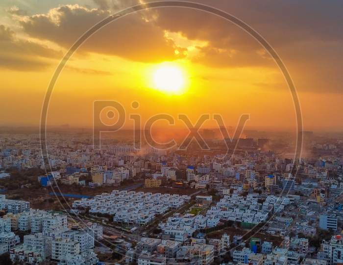 Aerial View Of Residential Houses In Hyderabad City
