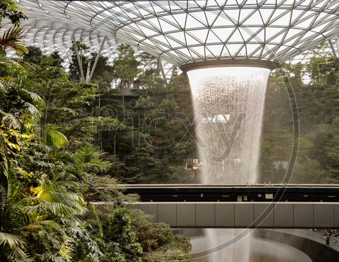 Vortex Waterfalls At Jewel Changi Airport , Singapore