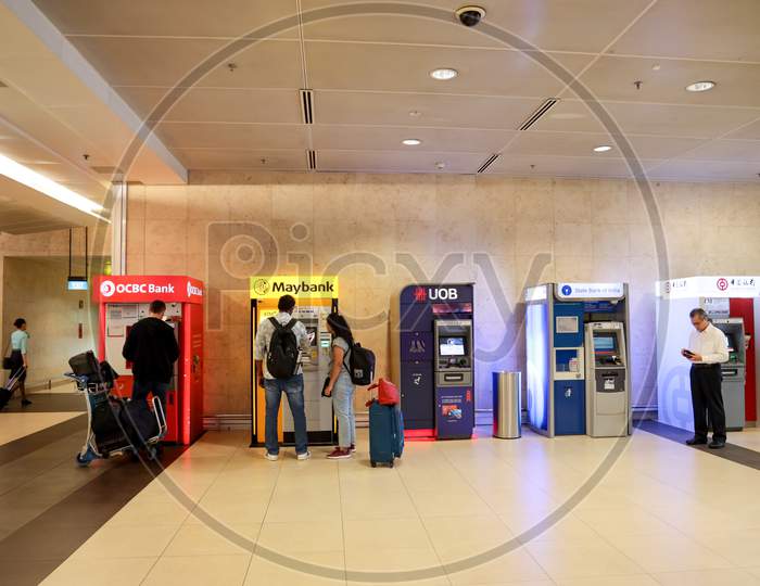 Various ATM Kisoks At Changi Airport , Singapore