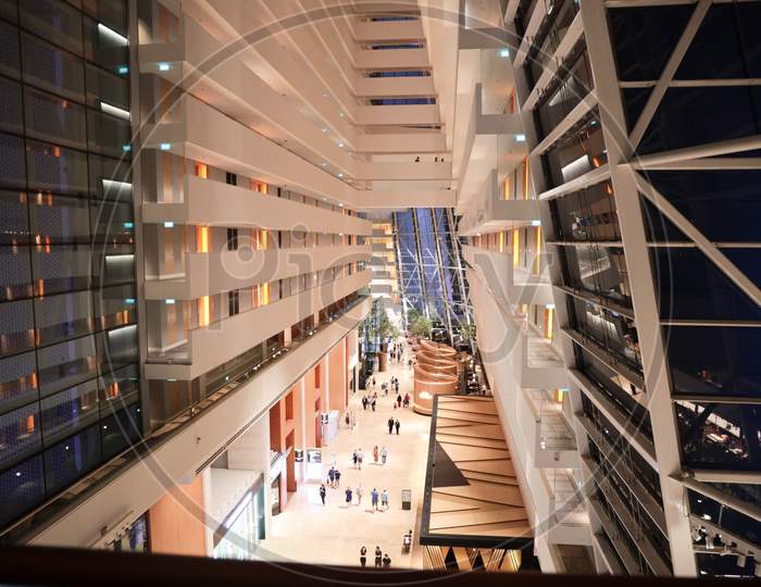 Architectural View Of The Shoppee At Marina Bay Sands Shopping Mall In Singapore