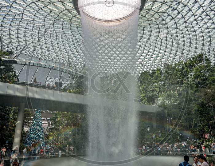 Vortex Water Fall At Jewel Changi Airport, Singapore