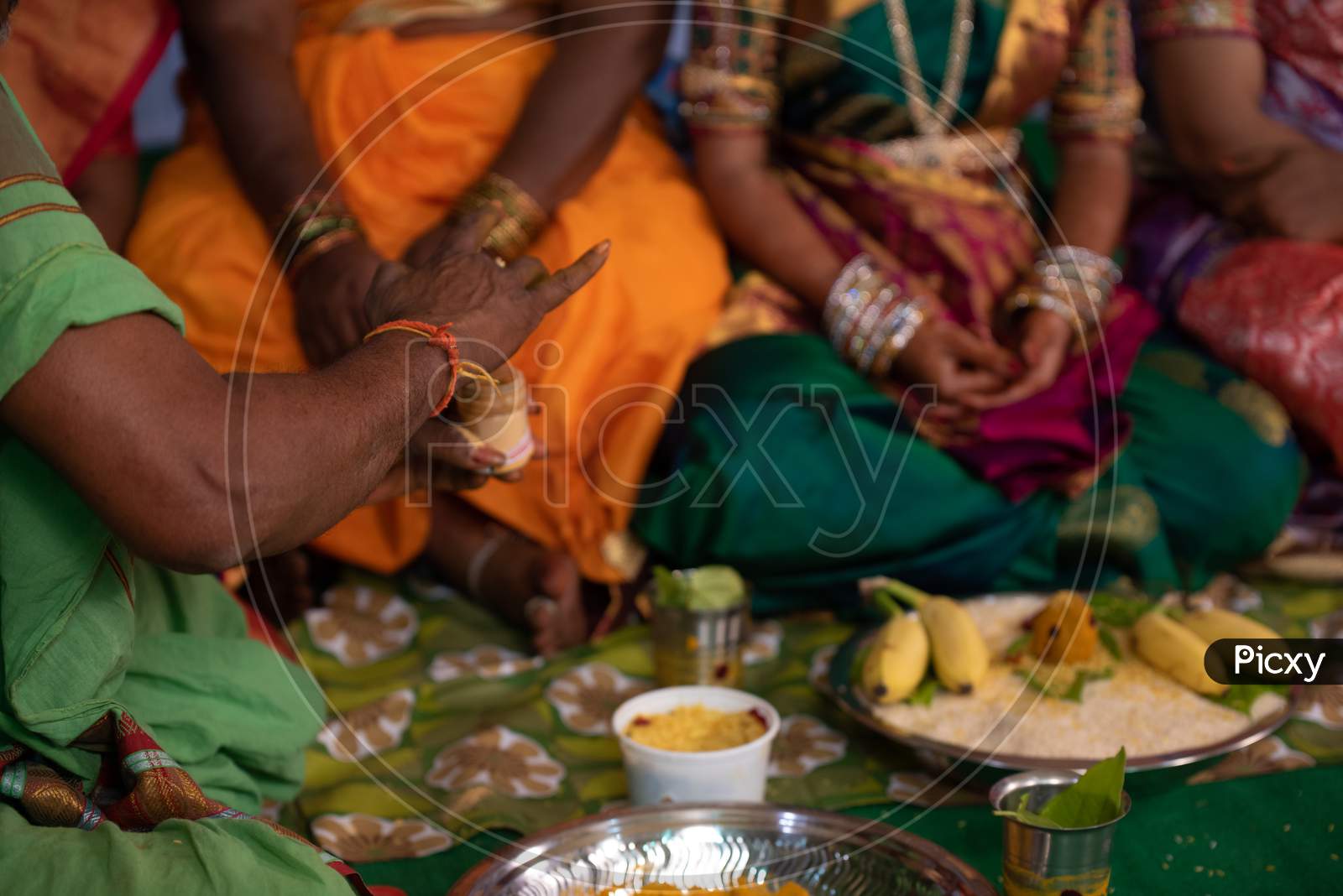 South Indian  Wedding Rituals  With Priest Performing  At a Wedding Ceremony