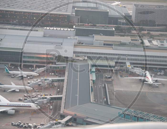 Aerial View Of Singapore Changi Airport From Flight Window