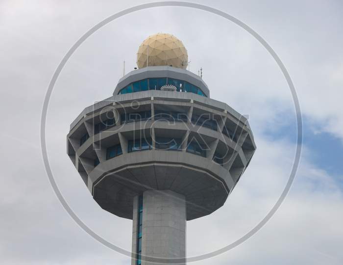 ATC Tower Or Air Traffic Controller Tower In Changi  Airport , Singapore