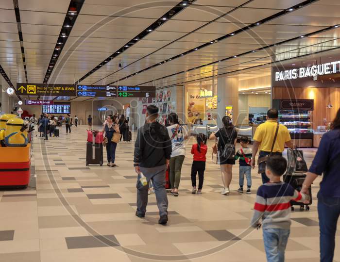Passengers At Changi Airport , Singapore