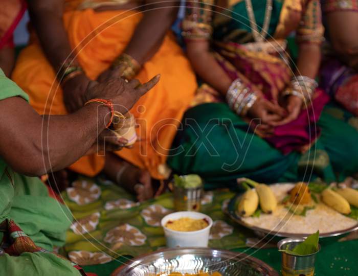 South Indian  Wedding Rituals  With Priest Performing  At a Wedding Ceremony