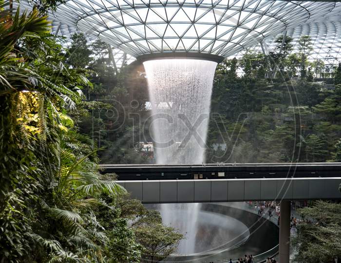 Vortex Waterfalls At Jewel Changi Airport , Singapore