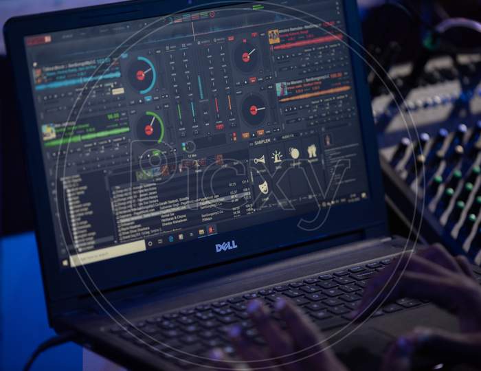 DJ  Console On an Laptop Screen At an Event
