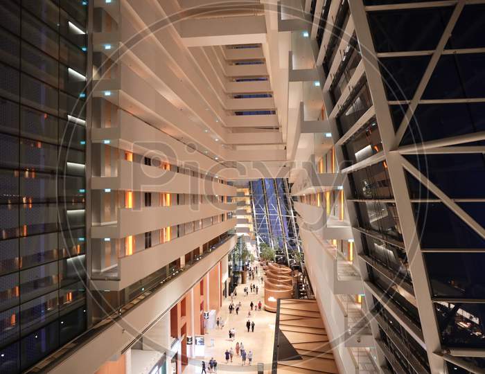 Architectural View Of The Shoppee At Marina Bay Sands Shopping Mall In Singapore