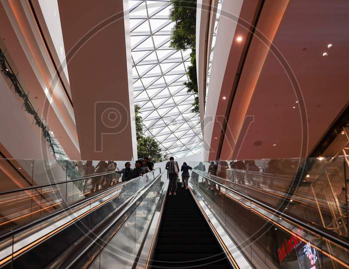 Escalator At Changi Airport , Singapore