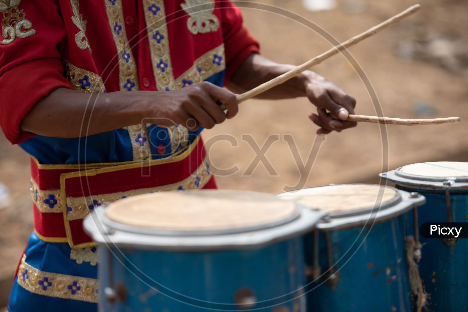 Musical Band  Playing Drums  At an Indian Wedding  Ceremony