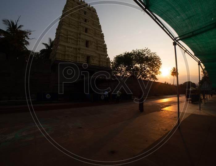 Silhouette of Sri Mallikarjuna Swamy Temple Shrine In Srisailam