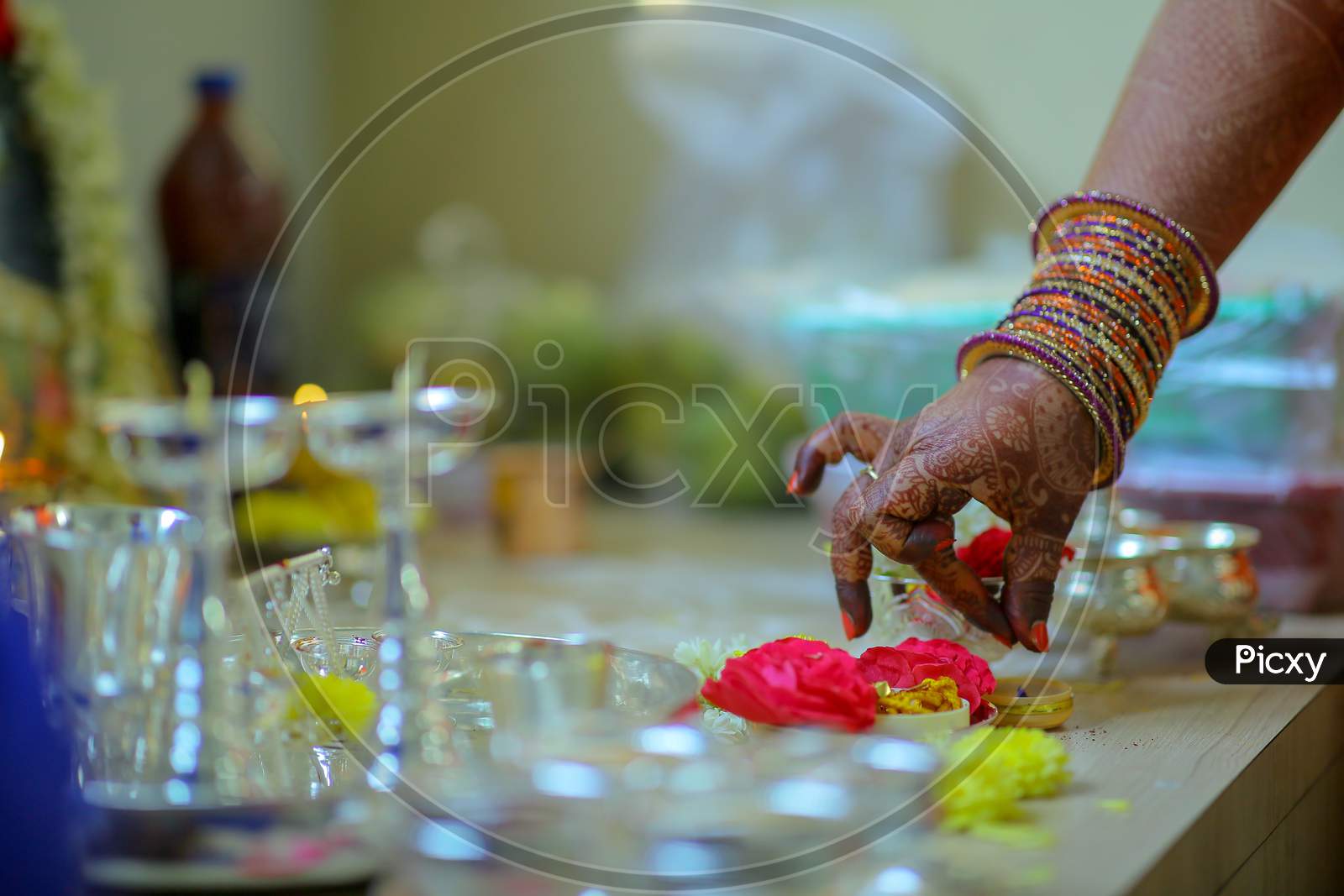 Bride Mehndi Hand At Indian Hindu Wedding