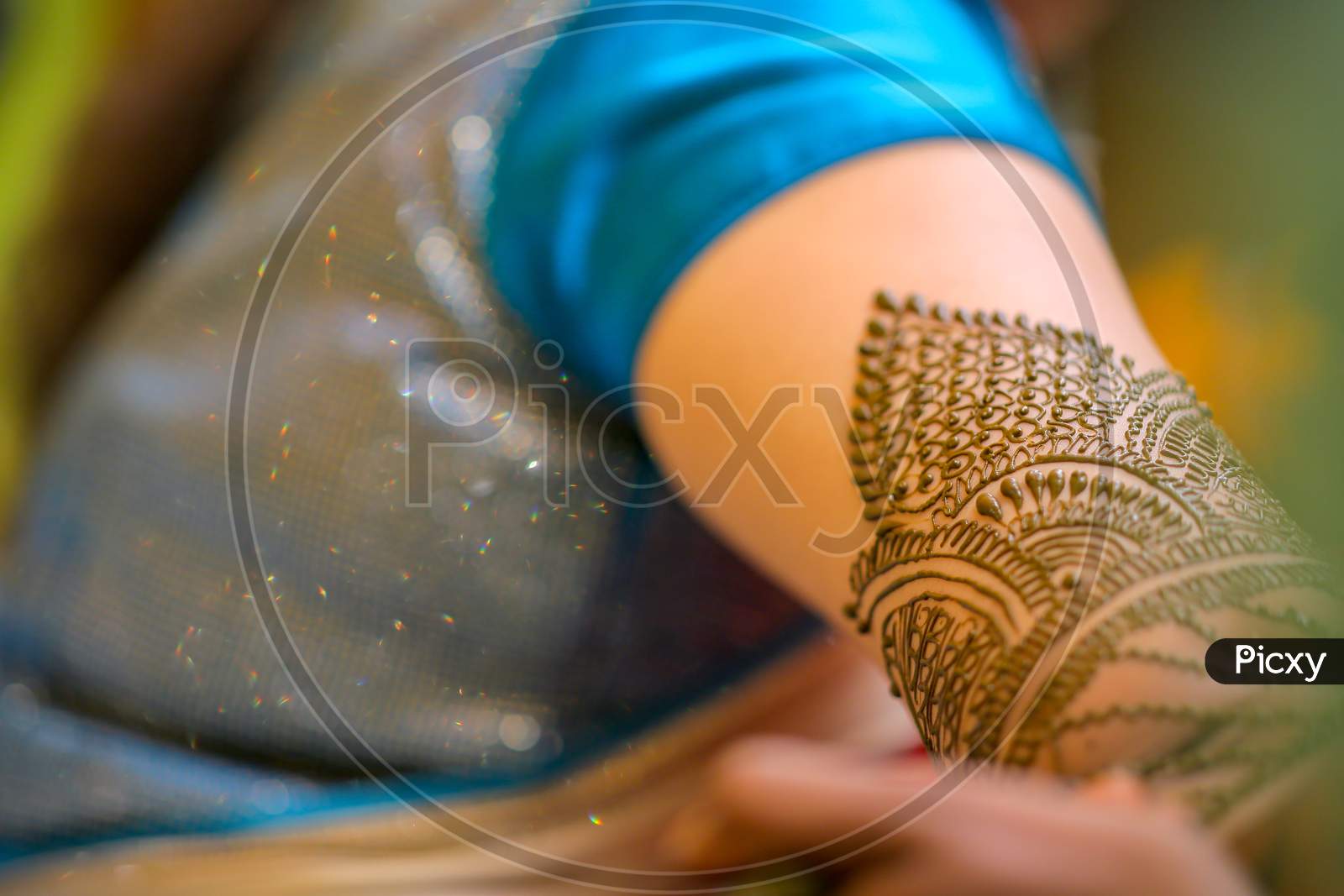 Bridal Mehndi Design Hands Closeup  on Her Wedding Day