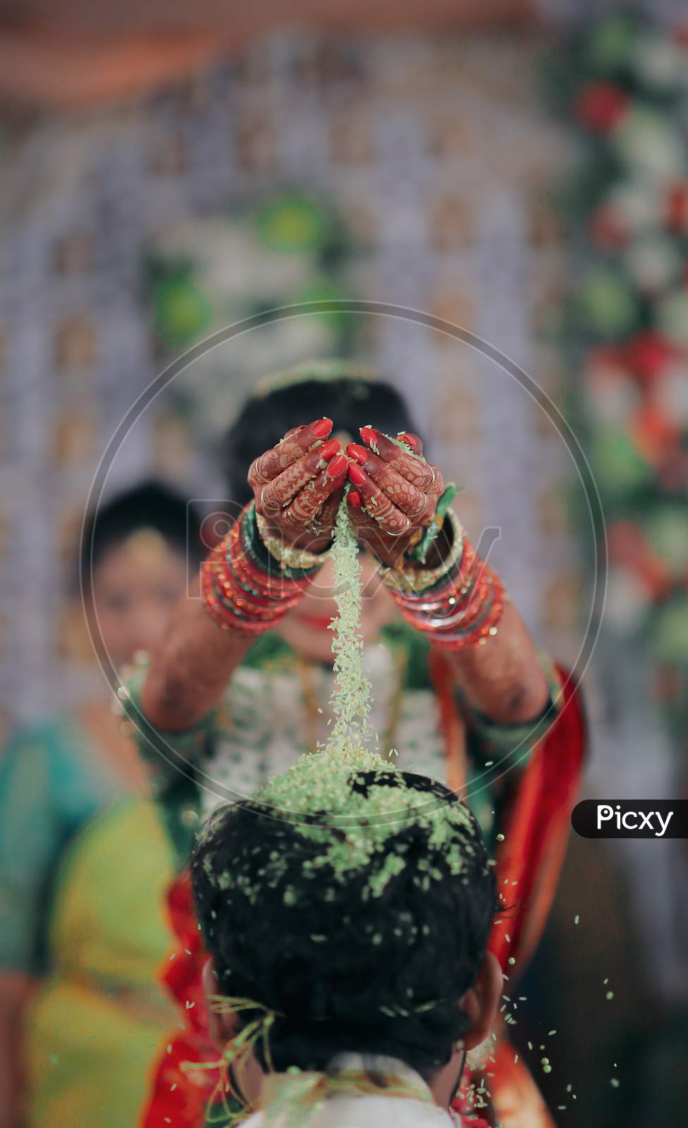 Indian Bride during talambralu session in the Wedding