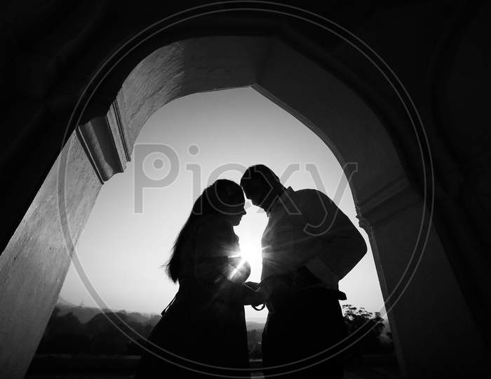 Silhouette of Newly Married Couple
