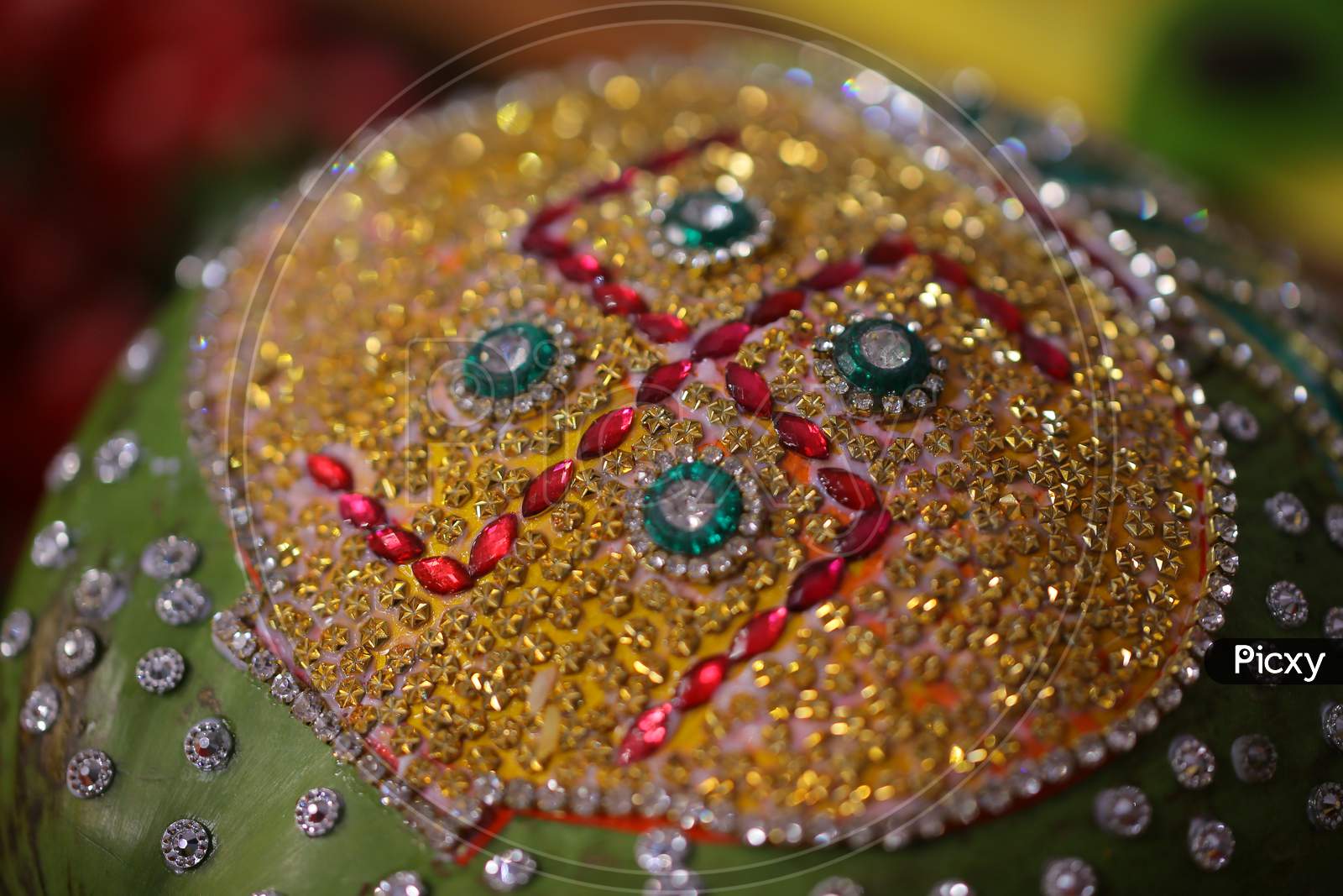 Image of Decorated Coconut At Indian Hindu Wedding-CV952446-Picxy