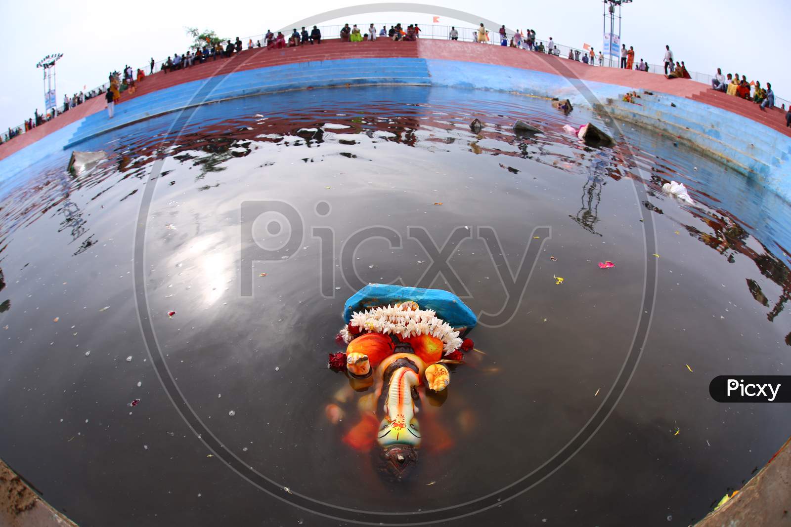 Immersion Of Lord Ganesh Idols At IDL Lake During Ganesh Visarjan Event