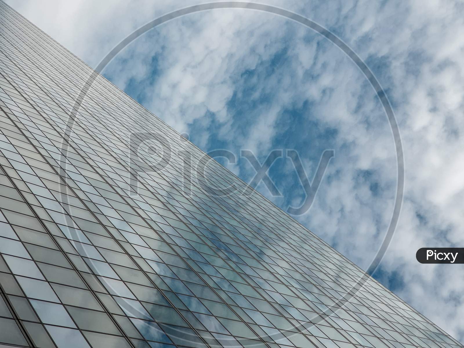 Architecture of a commercial building with blue sky