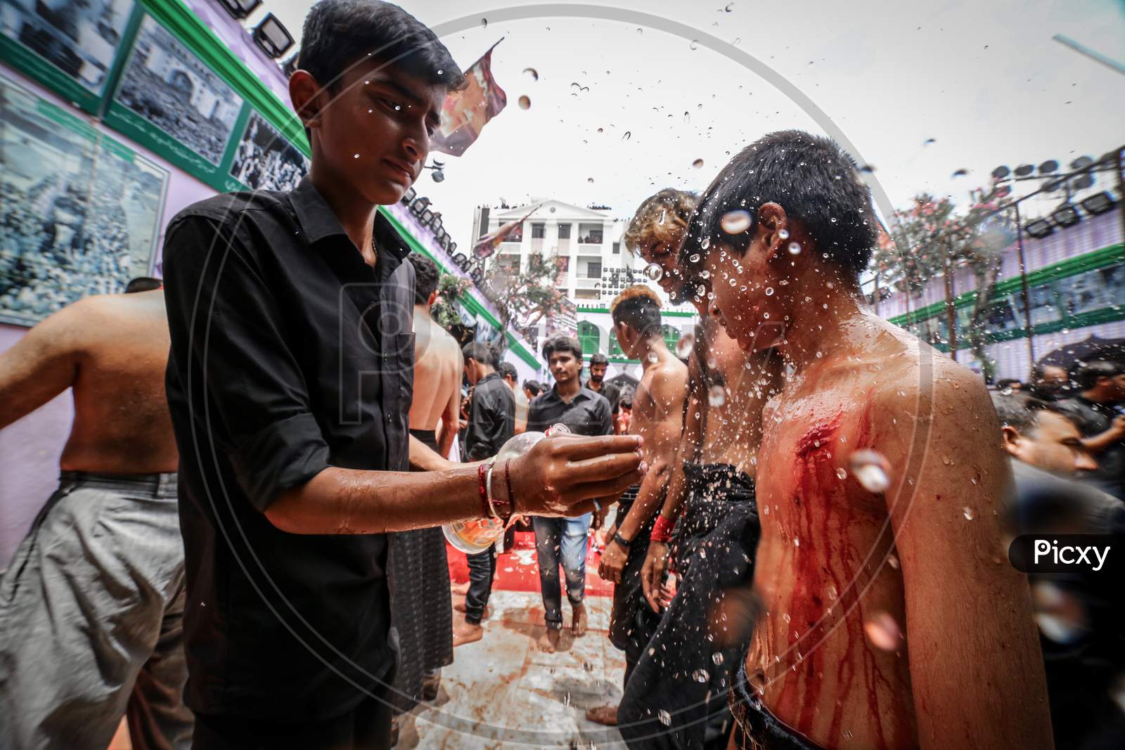 Indian young muslim devotees during Muharram Festival