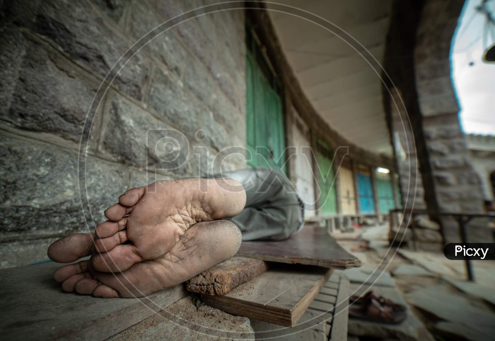 Feet of a Indian Worker Man