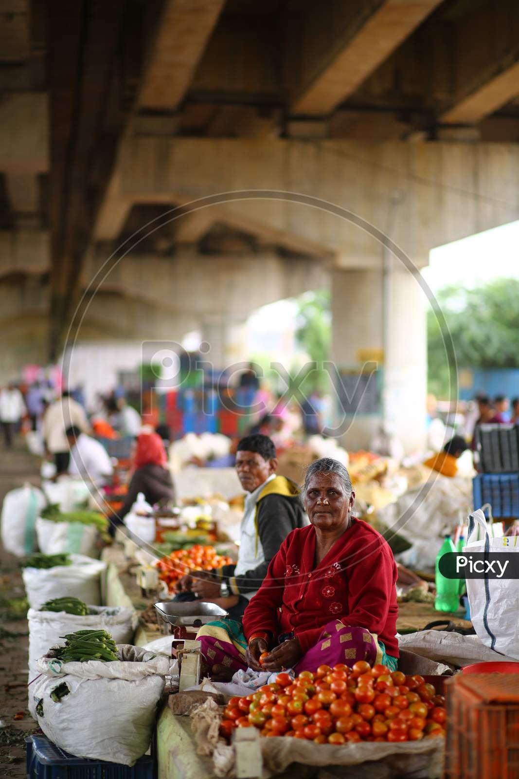 A Vegetable Vendor At an Local Market