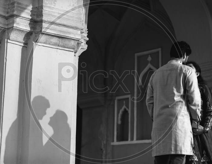 Shadow of Indian Newly Married Couple during wedding Shoot