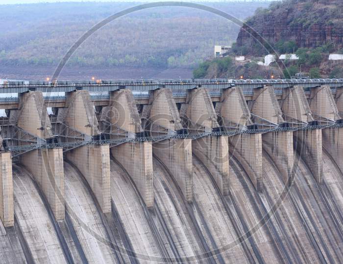 Srisailam Dam or Reservoir Over Krishna River In Sarisailam