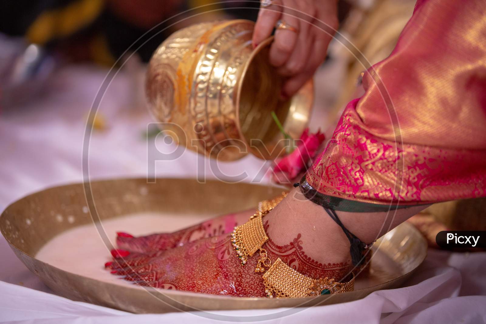 South Indian Wedding Rituals With Bride  At an Wedding Ceremony