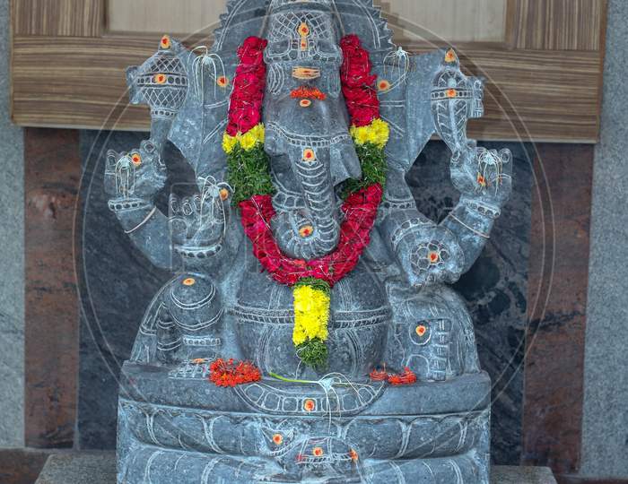 Indian Hindu God Lord Ganesh Stone Idol