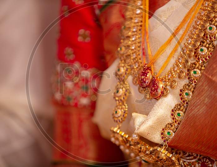 South Indian Wedding With  Bride  After Mangalya Dharanam  At a Wedding Ceremony