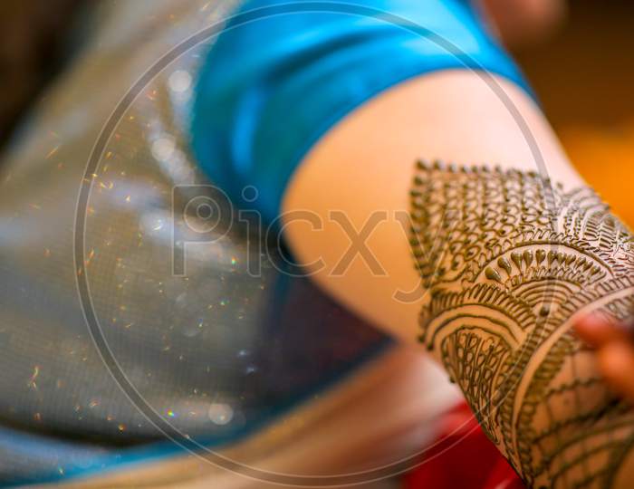 Bridal Mehndi Design Hands Closeup  on Her Wedding Day