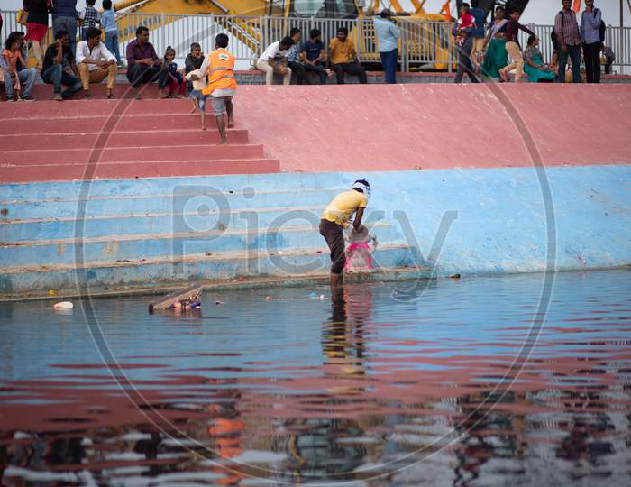 Immersion Of Lord Ganesh Idols At IDL Lake During Ganesh Visarjan Event
