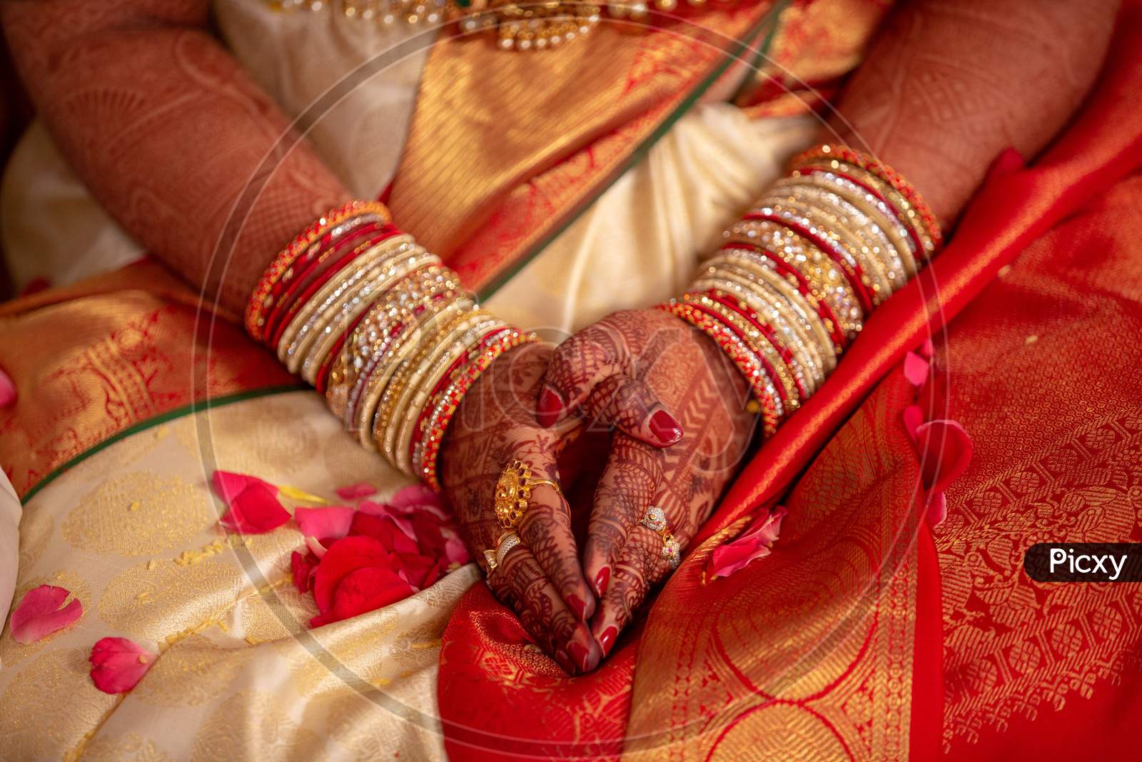 South Indian Wedding Rituals With Bride  At an Wedding Ceremony
