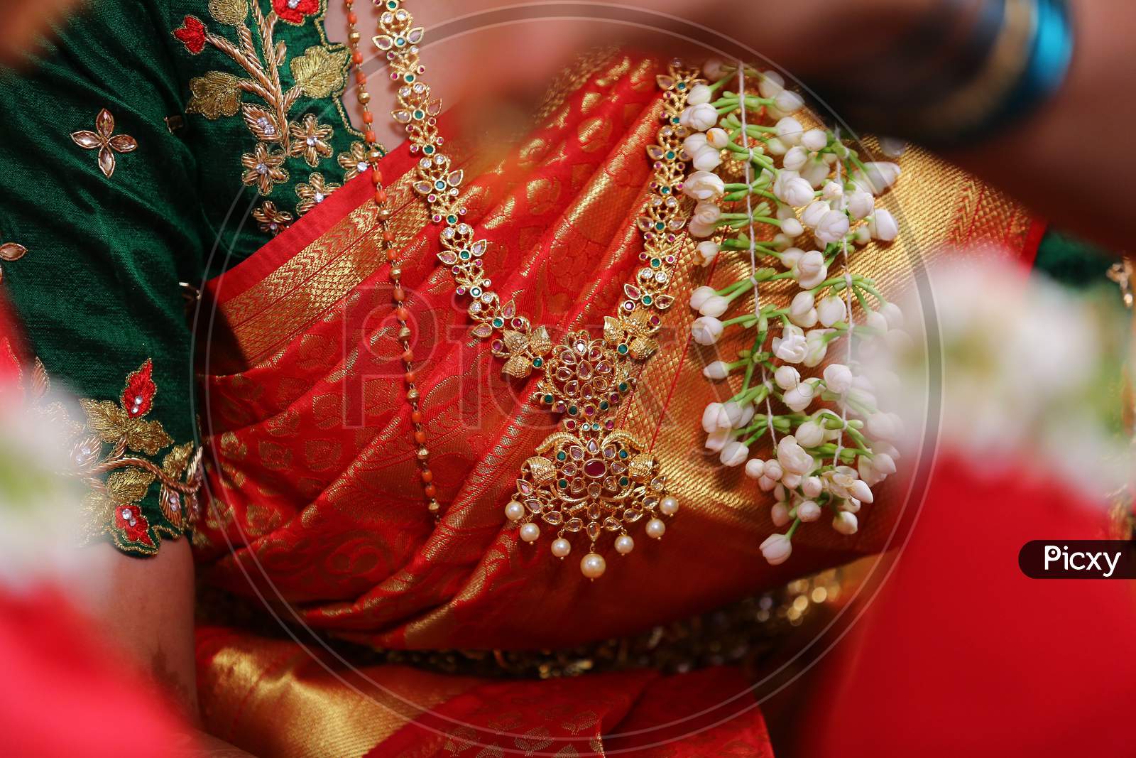 Bride With Elegant Jewelery At An Indian Wedding