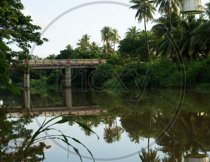 Landscape of a village bridge