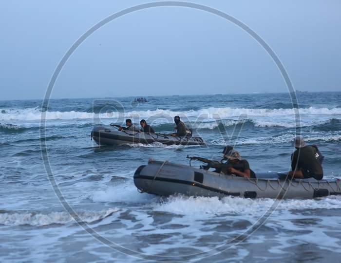 Indian Navy Men on Inflatable boats