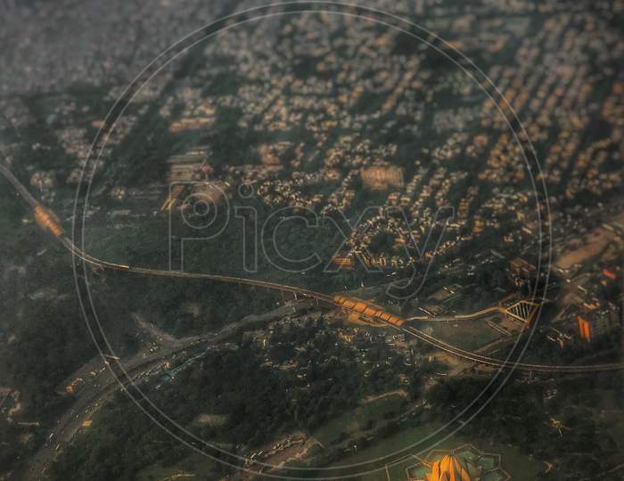Aerial View Of Delhi City From Flight Window