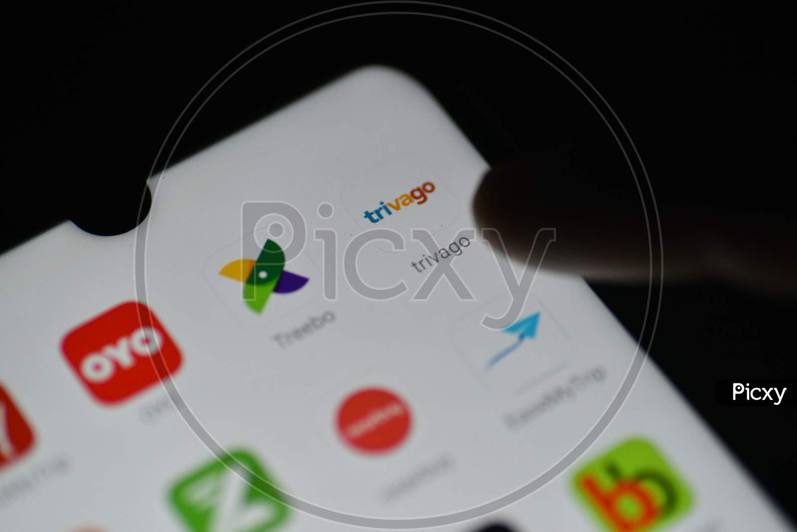 Close up of Trivago app on the phone