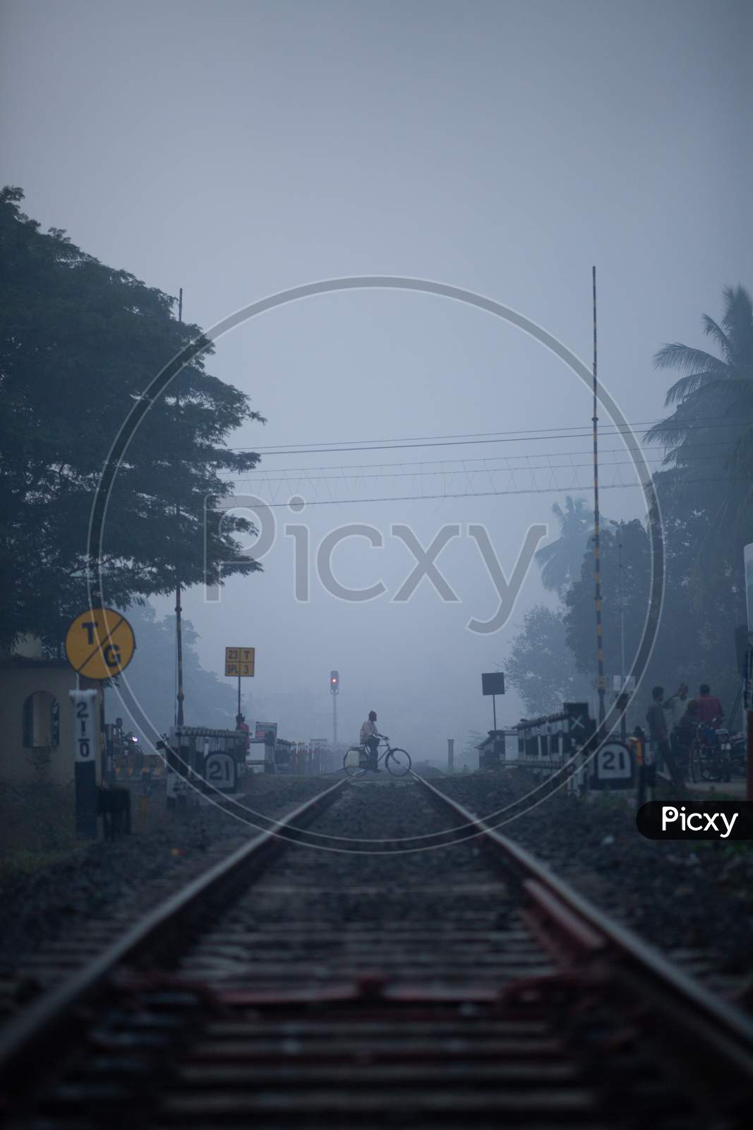 A Railway Gate View during early morning