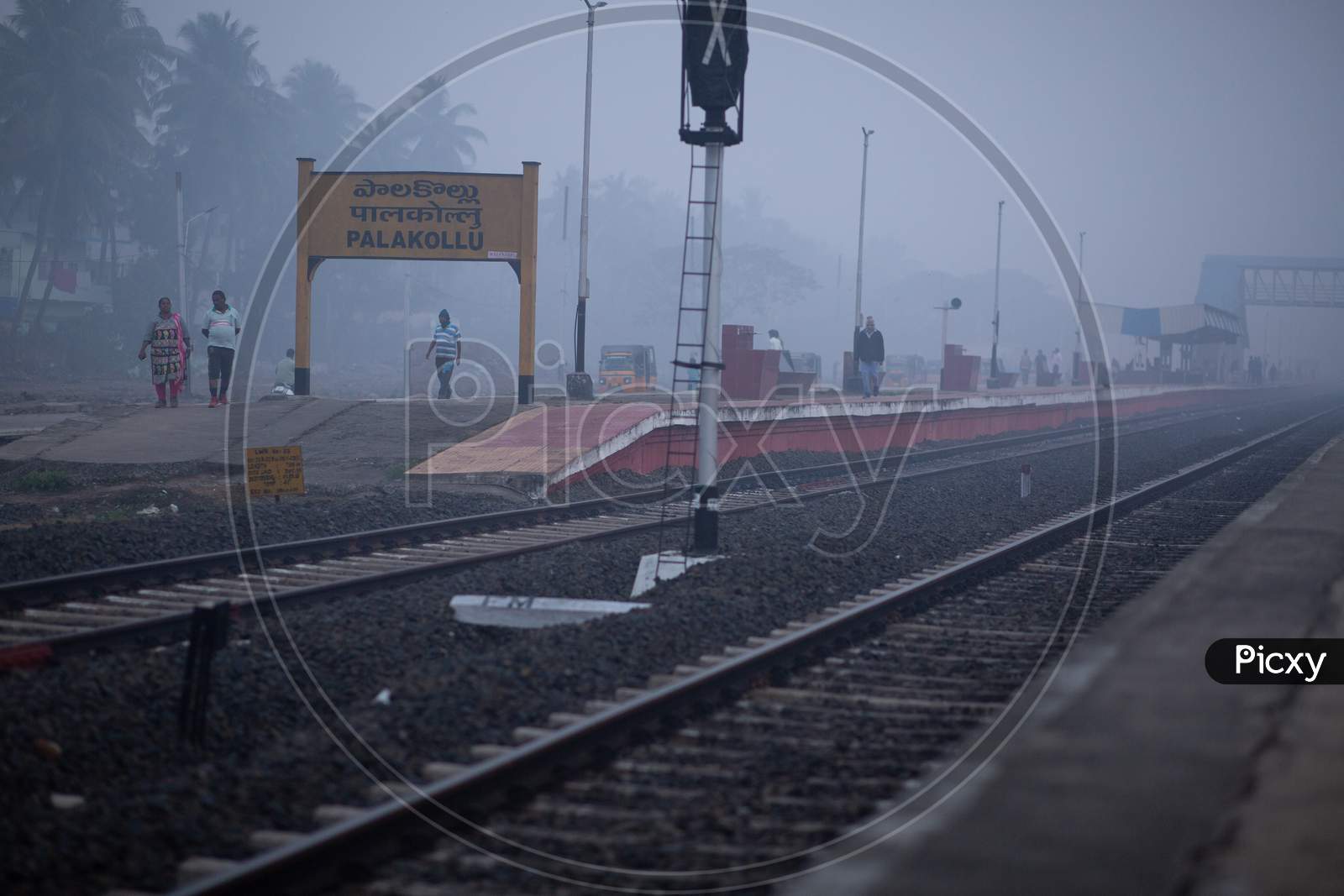Palakollu Railway Station In Morning Fog