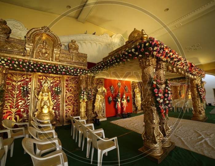 View of a well decorated stage of a event