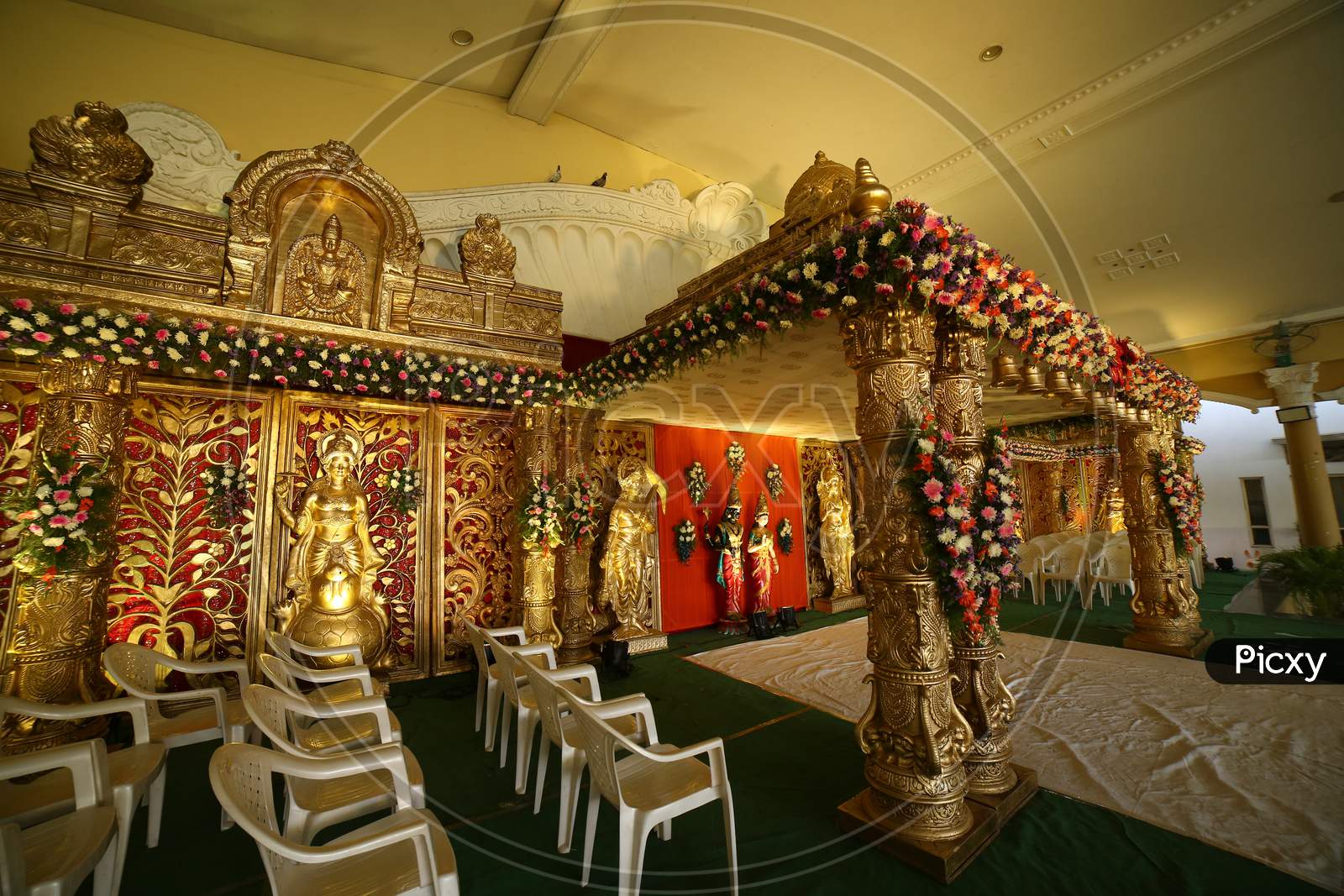 View of a well decorated stage of a event