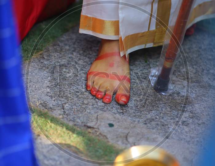 South Indian bride groom feet