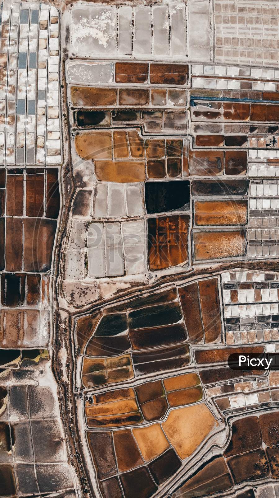 Aerial view of patterns of barren lands